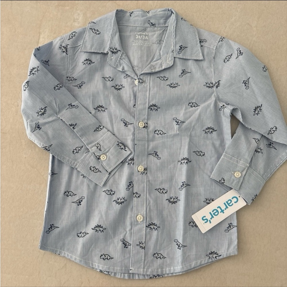 Carter's Striped Dino Button Up